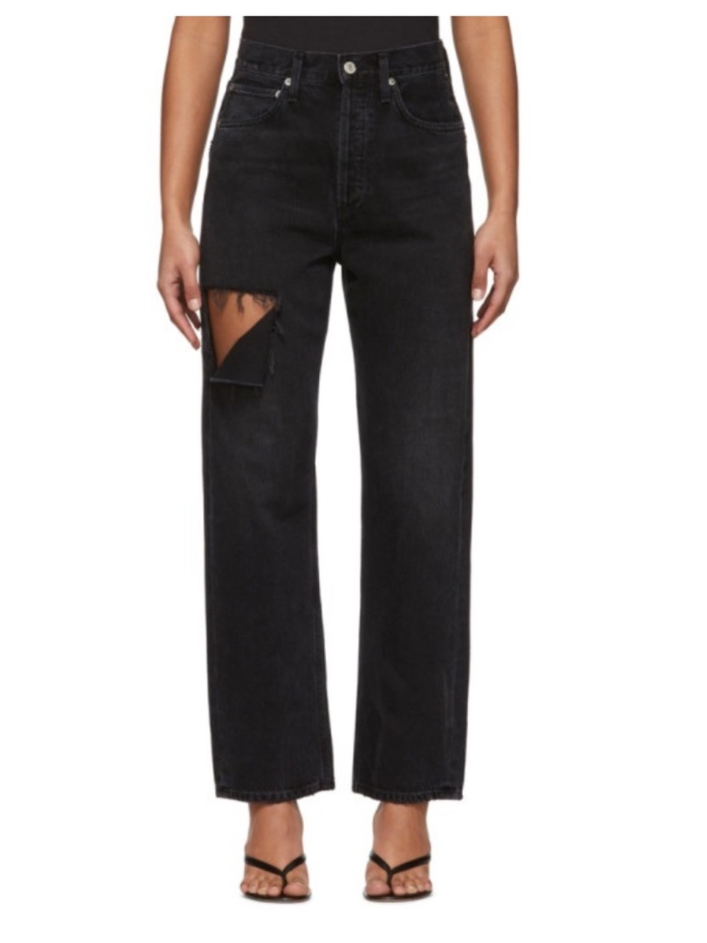 Agolde 90s black jeans with rip detail